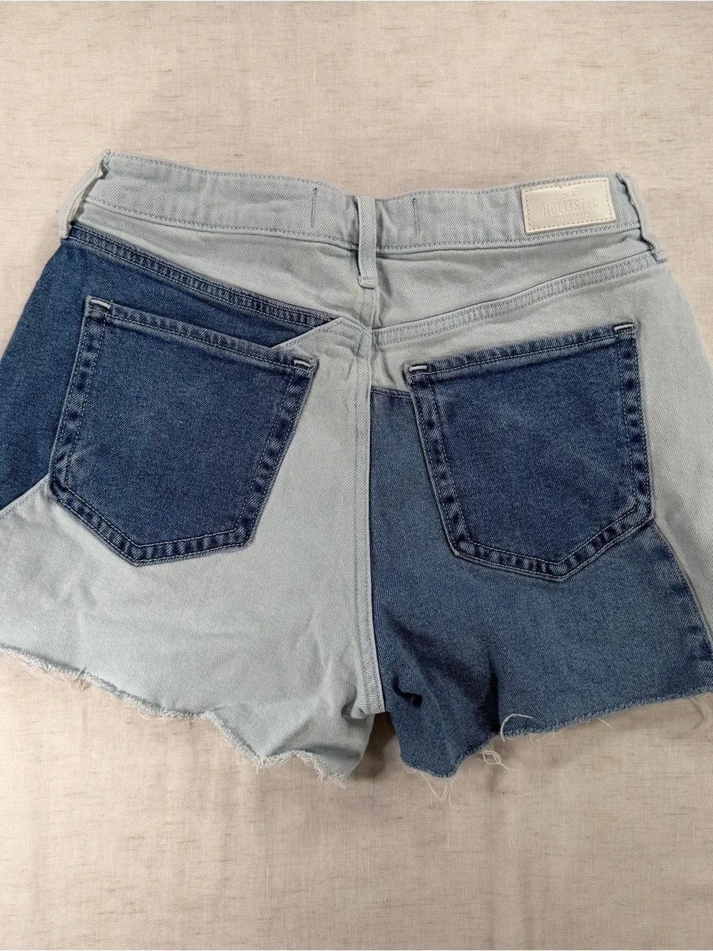 Hollister Two-Tone Blue Patchwork Denim Shorts